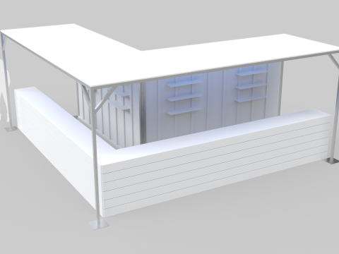 L-Shaped Outdoor Bar 5x5 Meters 3D Model