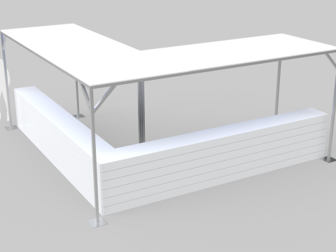 L-Shaped Outdoor Bar 5x5 Meters 3D Model