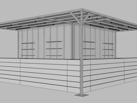 L-Shaped Outdoor Bar 5x5 Meters 3D Model