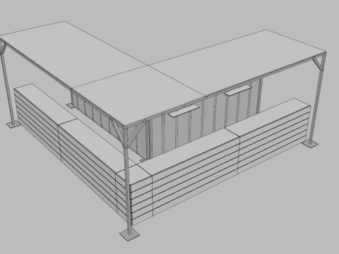 L-Shaped Outdoor Bar 5x5 Meters 3D Model
