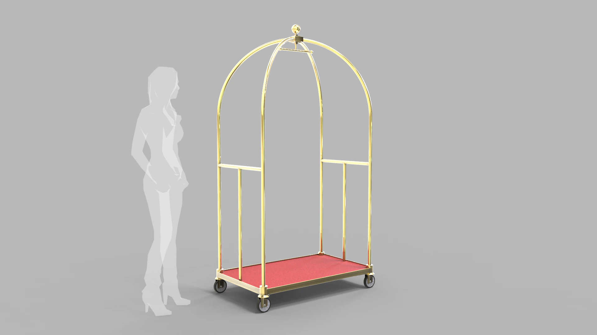 Luggage Trolley 1 3D Model .c4d .max .obj .3ds .fbx .stl .blend 