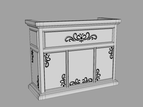 Luxury Reception Counter Desk 1 3D Модель