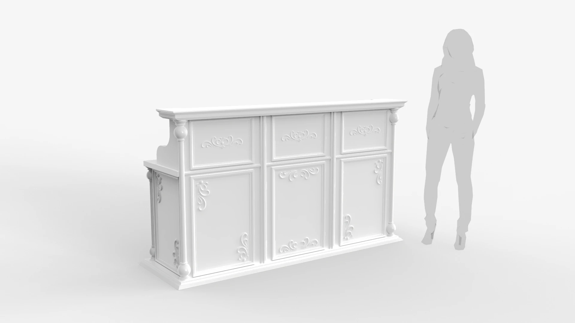 Luxury Reception Counter Desk 2 3D Model .c4d .max .obj .3ds .fbx .stl .blend
