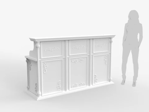 Luxury Reception Counter Desk 2 3D Model