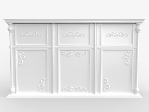 Luxury Reception Counter Desk 2 3D Model