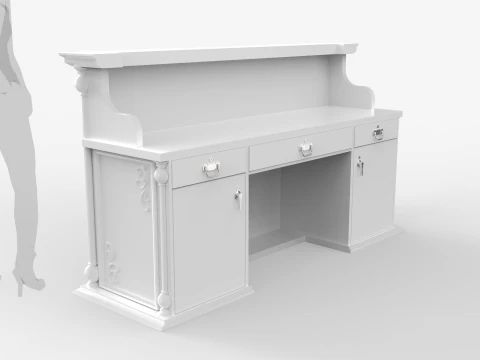 Luxury Reception Counter Desk 2 3D Model