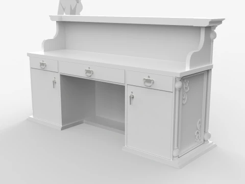 Luxury Reception Counter Desk 2 3D Model