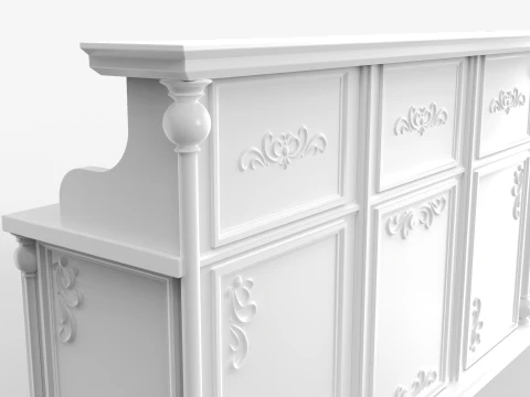 Luxury Reception Counter Desk 2 3D Model