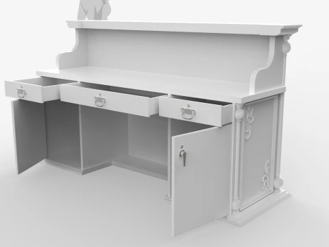 Luxury Reception Counter Desk 2 3D Model