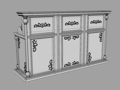 Luxury Reception Counter Desk 2 3D Model
