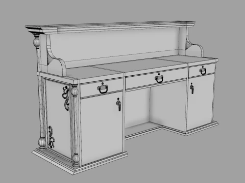 Luxury Reception Counter Desk 2 3D Model