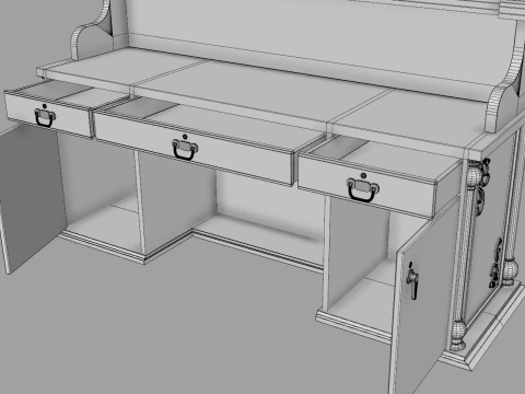 Luxury Reception Counter Desk 2 3D Model