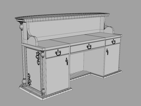 Luxury Reception Counter Desk 3 Modelo 3D