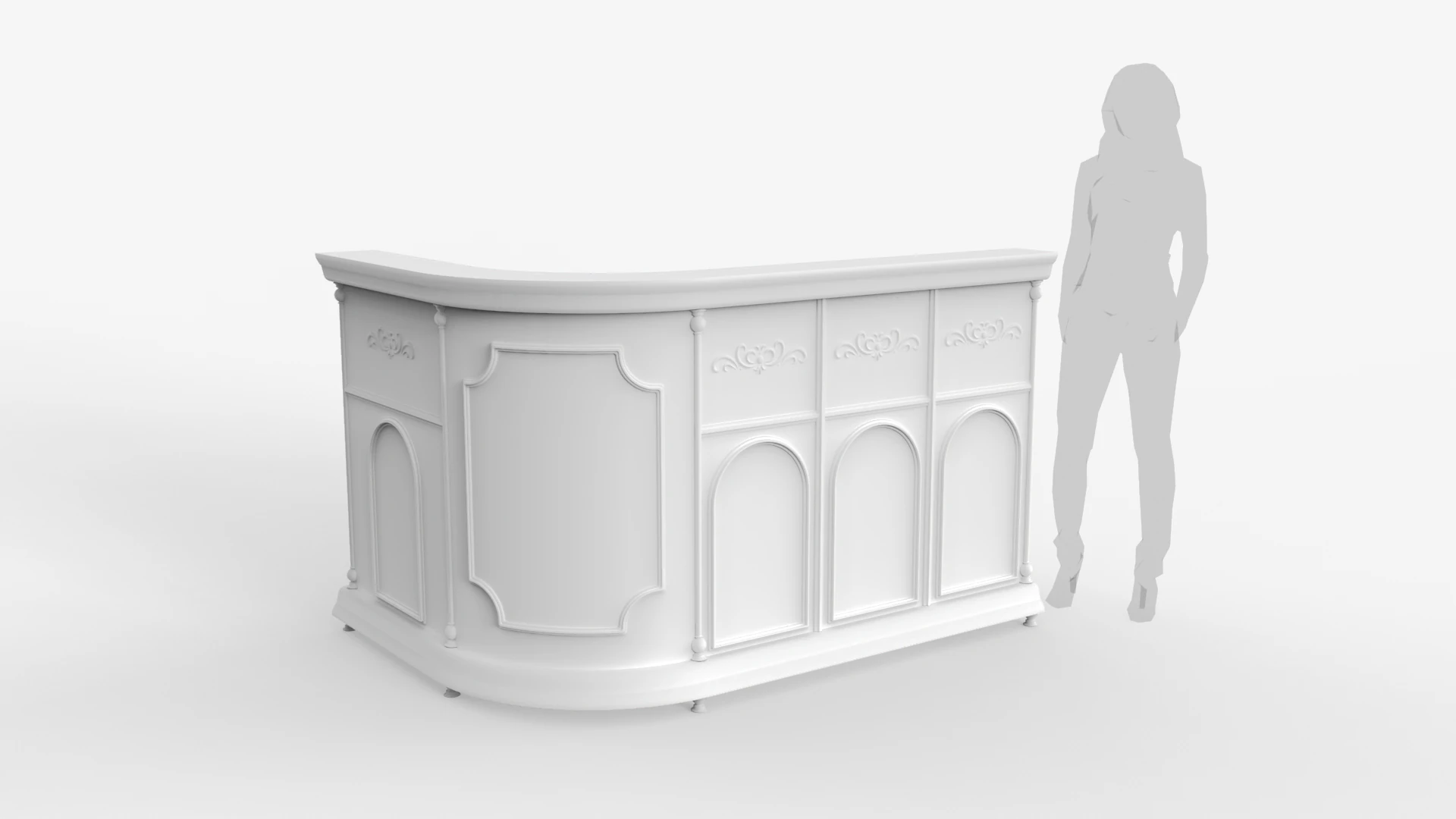 Luxury Reception Counter Desk 4 3D Model .c4d .max .obj .3ds .fbx .stl .blend