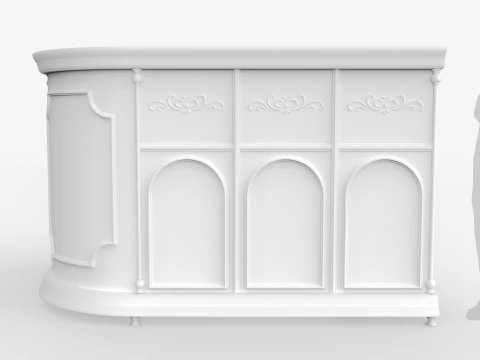 Luxury Reception Counter Desk 4 3D Model