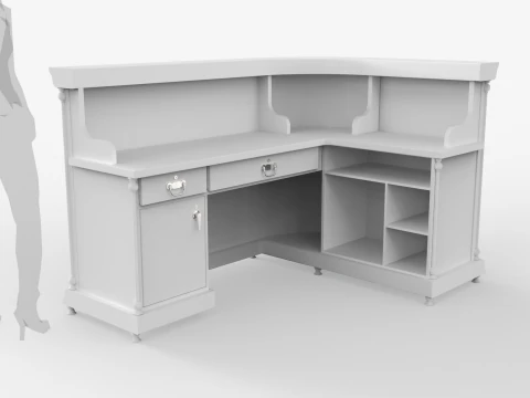 Luxury Reception Counter Desk 4 3D Model