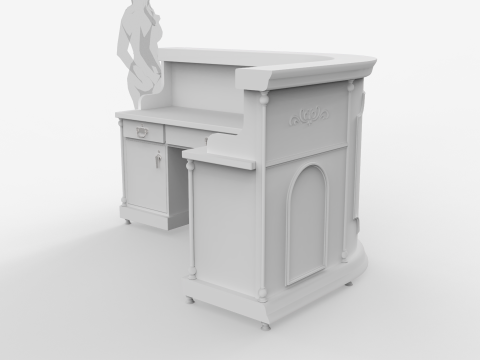Luxury Reception Counter Desk 4 Model 3D