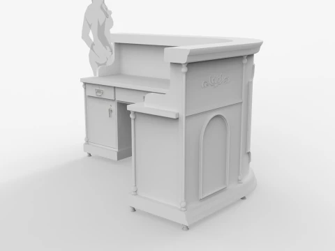 Luxury Reception Counter Desk 4 3D Model