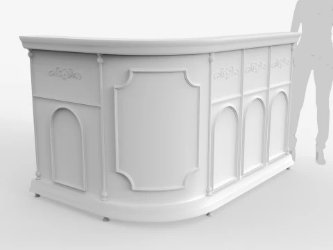 Luxury Reception Counter Desk 4 3D Model
