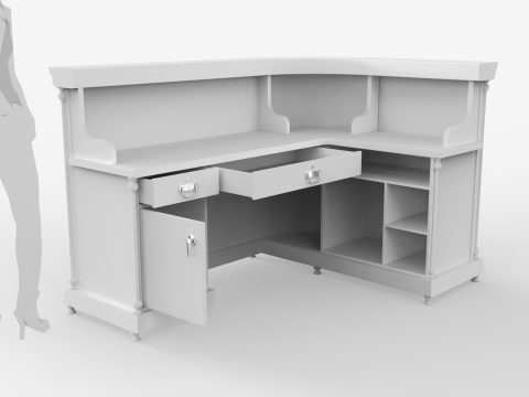 Luxury Reception Counter Desk 4 Model 3D