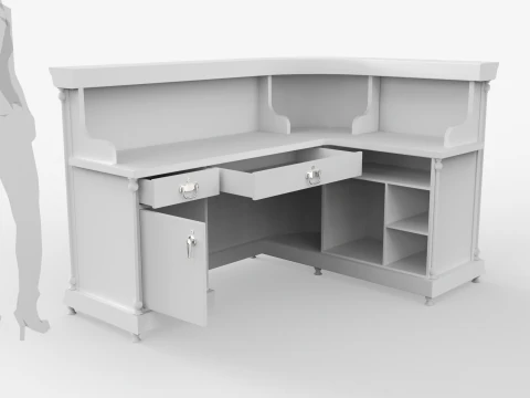 Luxury Reception Counter Desk 4 3D Model