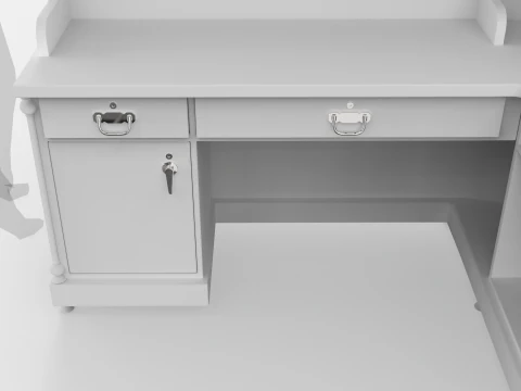 Luxury Reception Counter Desk 4 3D Model