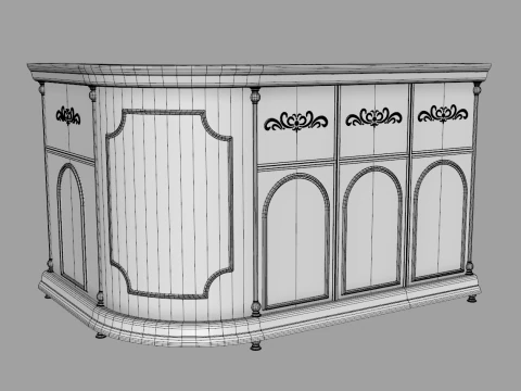 Luxury Reception Counter Desk 4 3D Model