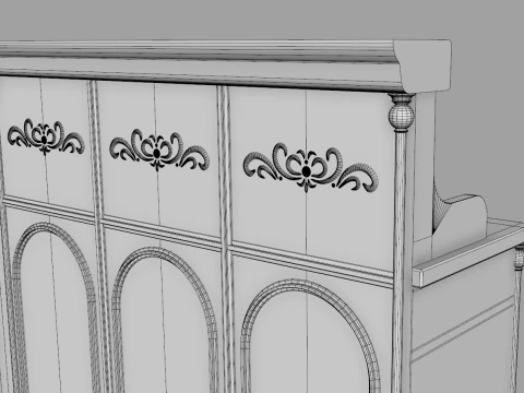 Luxury Reception Counter Desk 4 3D Model