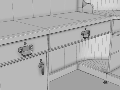 Luxury Reception Counter Desk 4 3D Model