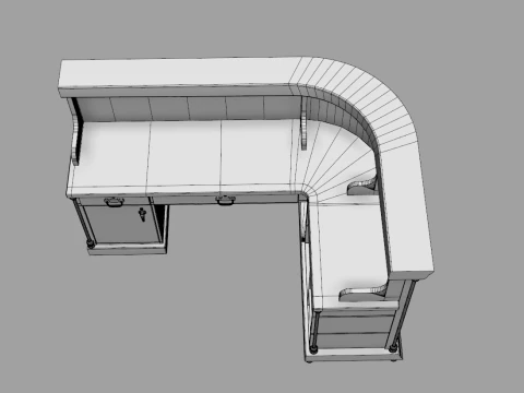 Luxury Reception Counter Desk 4 3D Model