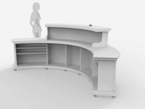 Luxury Reception Counter Desk 5 3D Model