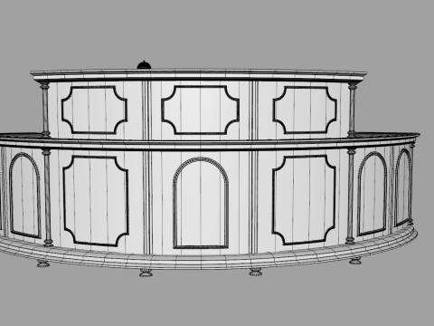 Luxury Reception Counter Desk 5 3D Model