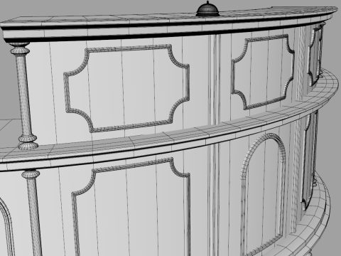 Luxury Reception Counter Desk 5 3D Model