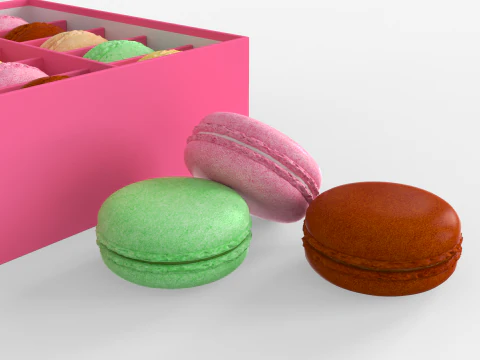 Macarons en bo&icirc;te Modèle 3D
