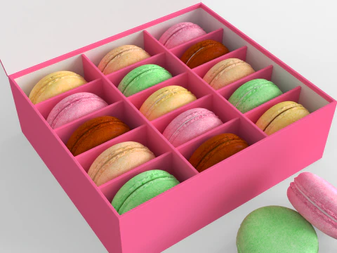 Macarons en bo&icirc;te Modèle 3D