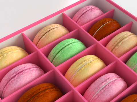 Macarons en bo&icirc;te Modèle 3D