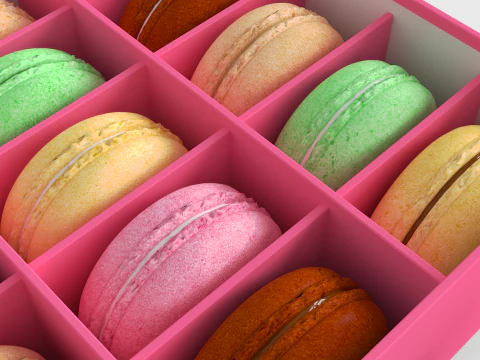Macarons en bo&icirc;te Modèle 3D
