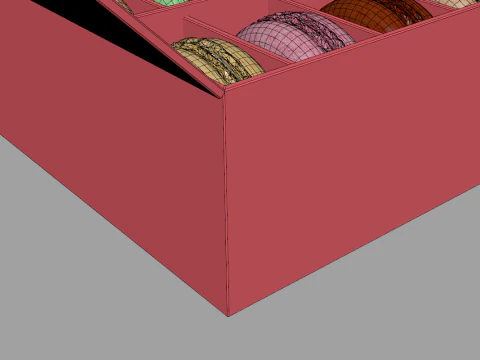 Macarons en bo&icirc;te Modèle 3D