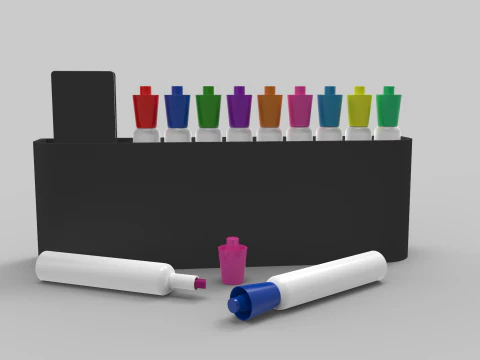 Pennarelli e gomma Modello 3D