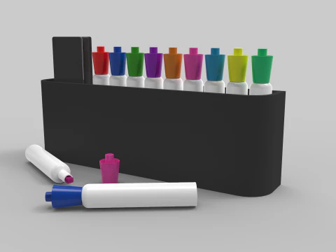 Pennarelli e gomma Modello 3D