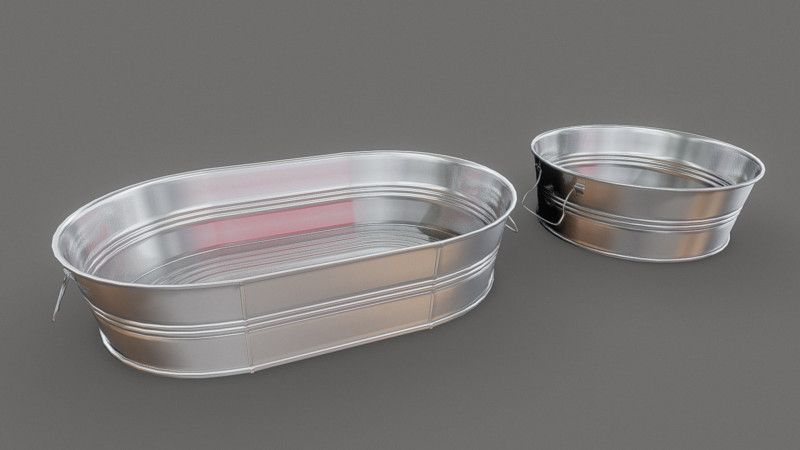 Metal Tubs - Round and Oval 3D 模型 .c4d .max .obj .3ds .fbx .stl .blend 
