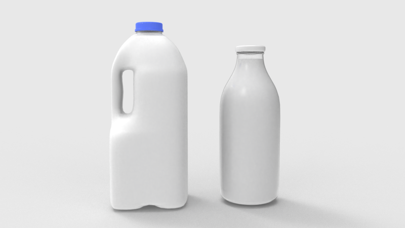 Milk Bottle and Pint 3D 模型 .c4d .max .obj .3ds .fbx .stl .blend