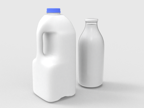 Milk Bottle and Pint 3D 模型