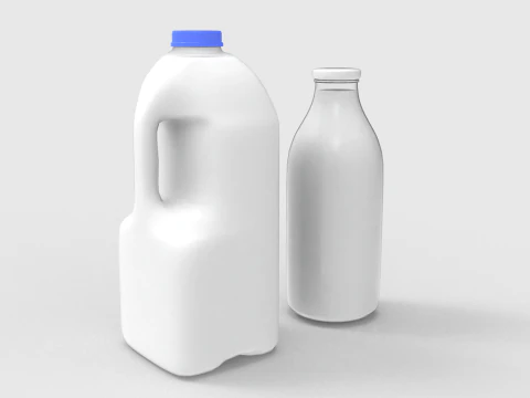 Milk Bottle and Pint 3D Model