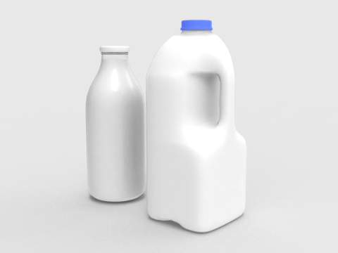 Milk Bottle and Pint 3D 模型