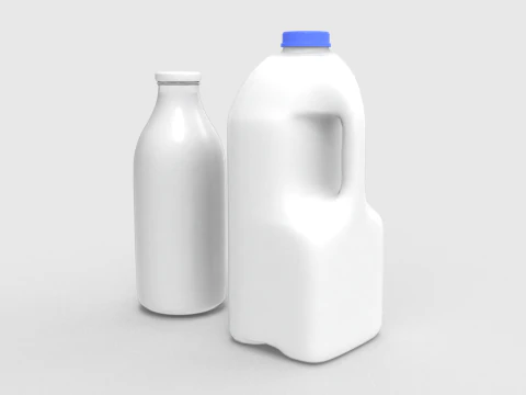 Milk Bottle and Pint 3D Model