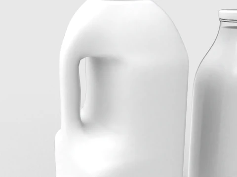 Milk Bottle and Pint 3D Model