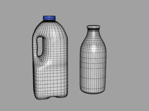Milk Bottle and Pint 3D 模型