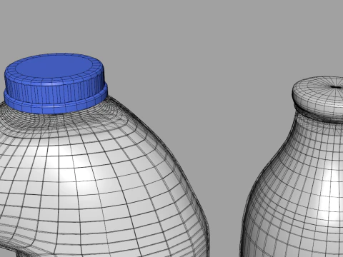 Milk Bottle and Pint 3D Model