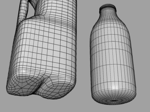 Milk Bottle and Pint 3D Model